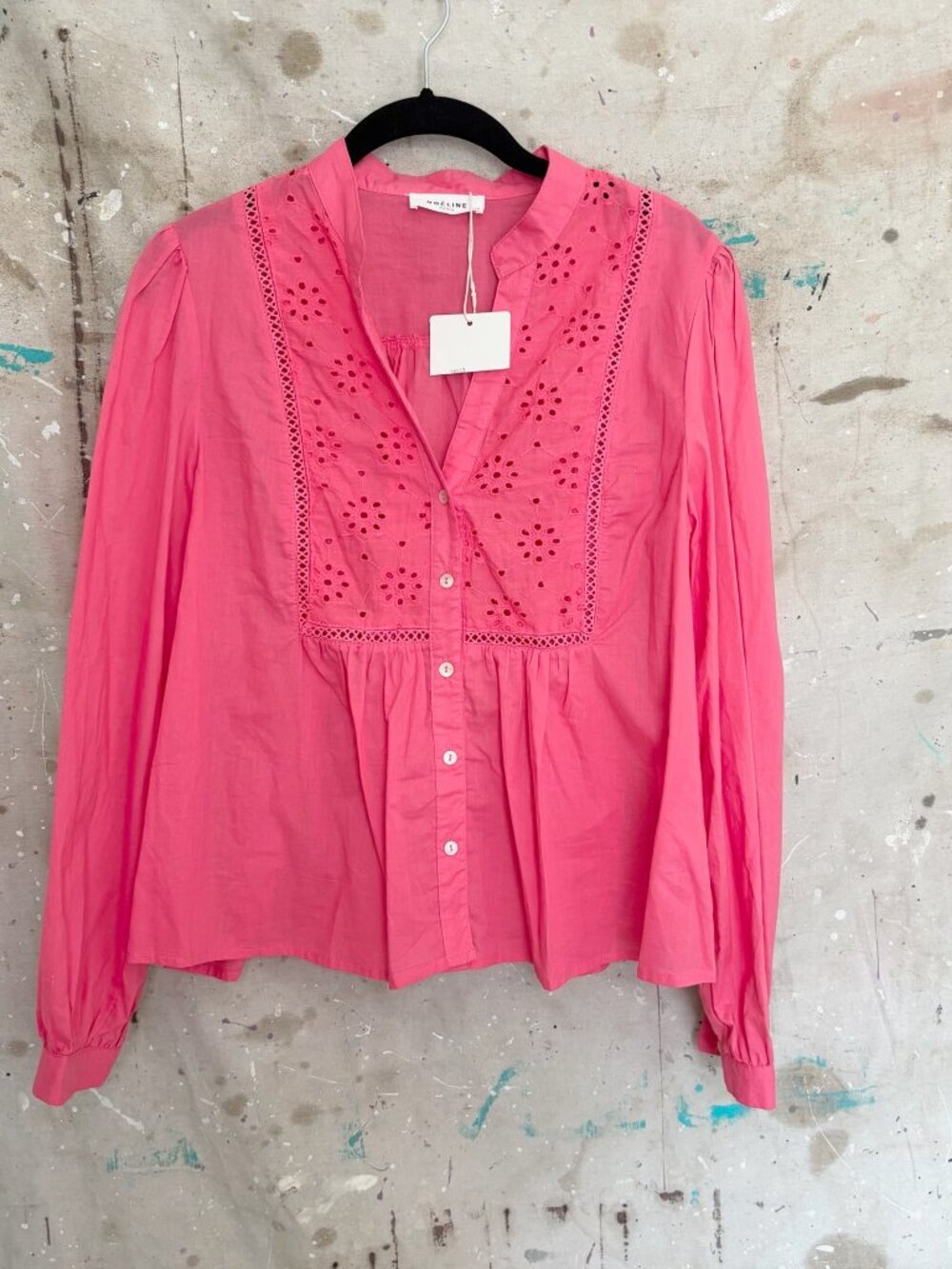 Noeline Pink Eyelet Peasant Blouse